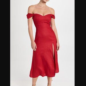 Reformation Bridgton Linen Dress in Cherry - Size 0